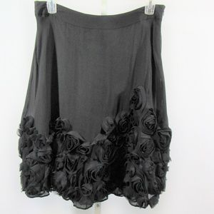 Talbots Black Silk Chiffon Rosette Hem Skirt 14